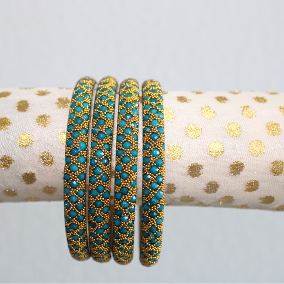 Beautiful Blue and Golden Bangles - Picture 1 of 3